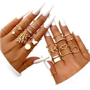 ÌF ME 24 Pcs Gold Vintage Knuckle Rings Set for Women Girls